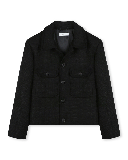 비슬로우() [비슬로우X패션튜브삭형]TWEED SHORT JACKET BLACK 상품 이미지