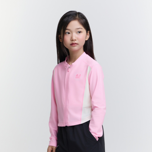 내셔널지오그래픽 키즈 K252GRG610 여아 크롭 래쉬가드 집업 PINK