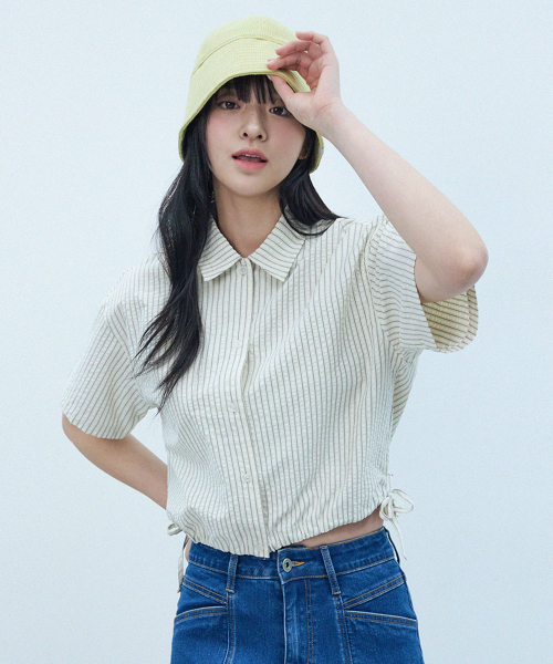 W HEM STRING хлопок SHIRT [CREAM]