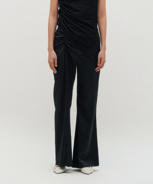 Satin Draped Trousers _ BLACK