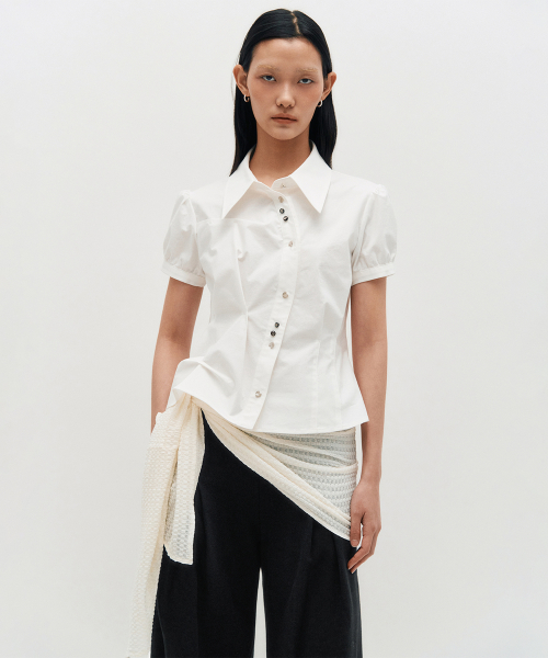 DOZI - Puffed Button Up Shirt _ WHITE