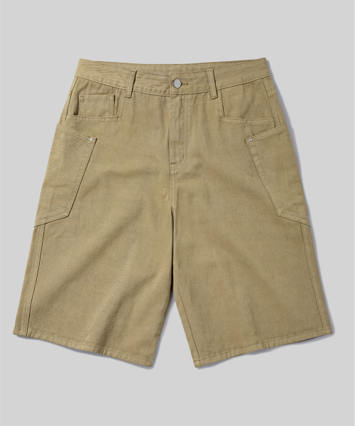 Многослойные шорты-бермуды карго из твила Beige