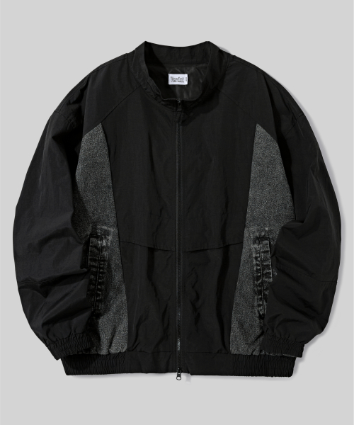 Нейлоновая куртка с джинсовыми вставками (Black)