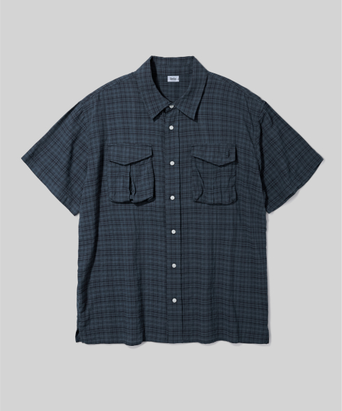 Объемная клетчатая рубашка карго [Navy]