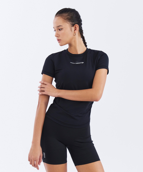 Womens Assist Shirring Short Sleeve Black