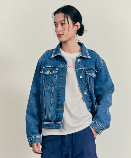 Stitch Denim Jacket Blue_F251JK03