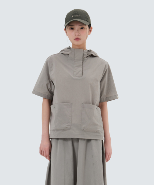 Женский анорак с капюшоном и коротким рукавом Fog Gray (S25MWRAN69)