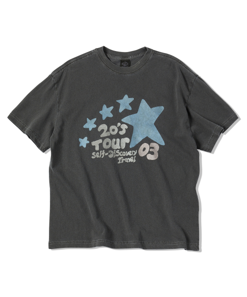 TRAVEL [트래블] 트웬티 스타 피그먼트 반팔티 블랙 차콜 TRTVSURS104UC5