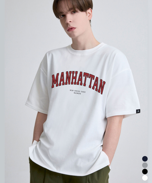 MANHATTAN Oversized-fit Printed Short-Sleeved T-shirt 5colors