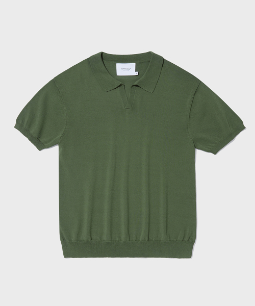 HS KNIT OPEN COLLAR SHIRT_OLIVE