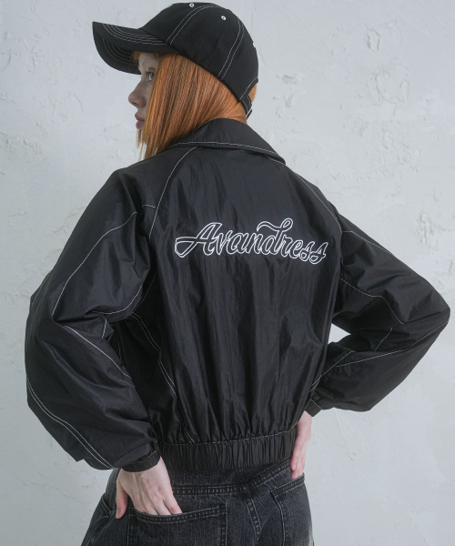 Fancy Stitch Glossy Jacket BLACK