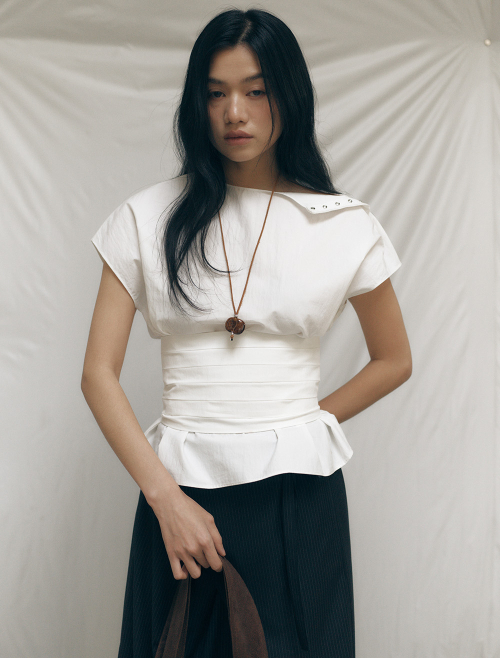 FINDFORM [솔티페블] [SET] SNAP BLOUSE & PINTUCK BUSTIER SET UP [WHITE] SK1C2MSV20WHA
