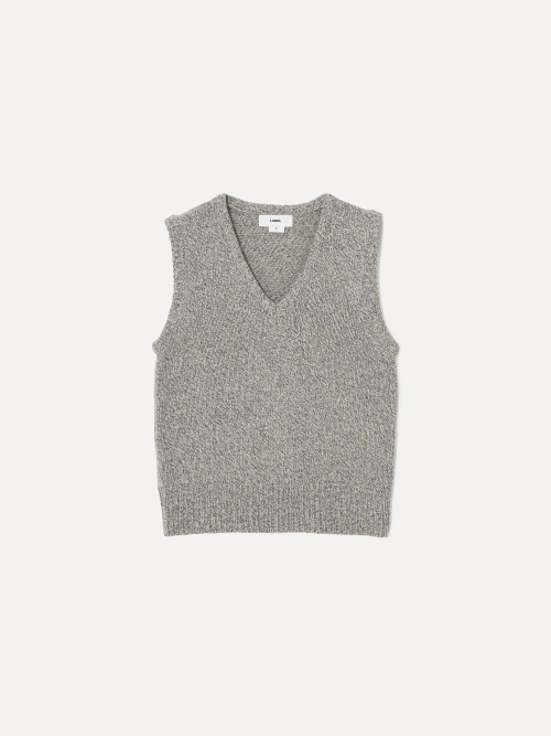 W Karo trim knit vest mushroom