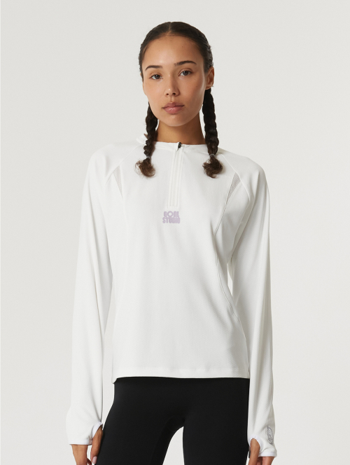 WS LONG SLEEVE QUARTER ZIP-UP-WHITE