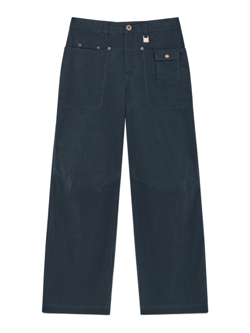마뗑킴(MATIN KIM) SNAP POCKET POINT FATIGUE PANTS IN NAVY