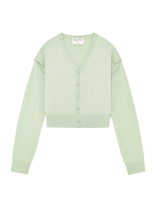 SLIT DETAIL BUTTON CARDIGAN IN MINT
