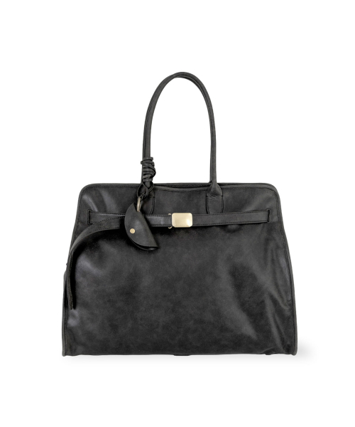 Leather Buckle Bag, Black
