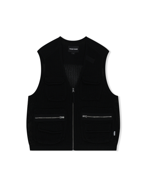 Knitted Utility Vest Black