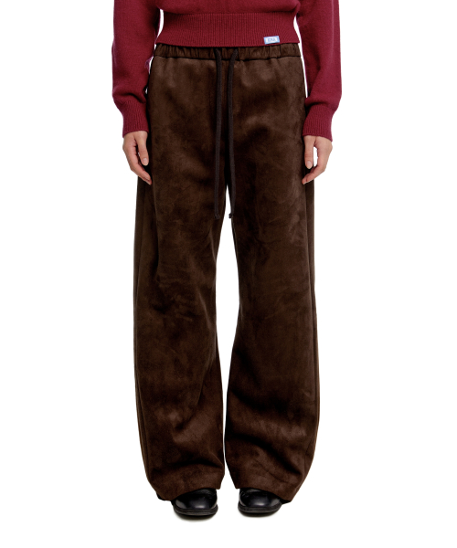 UNISEX SUEDE EFFECT TRACK PANTS - BROWN