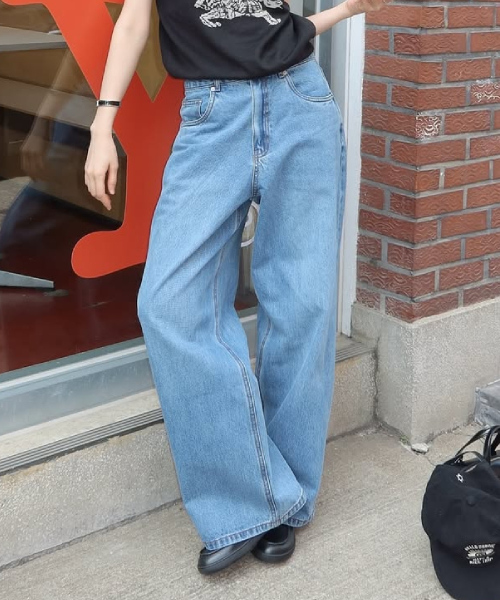 WOMEN ERA WIDE FIT DENIM PANTS - LIGHT BLUE
