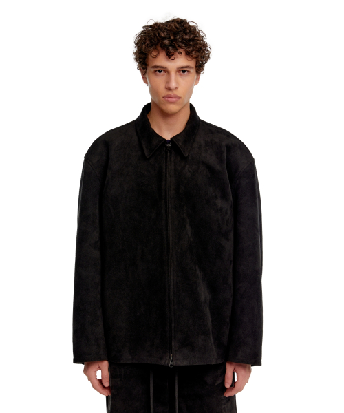 MEN SUEDE EFFECT OVERSIZED JACKET - BLACK