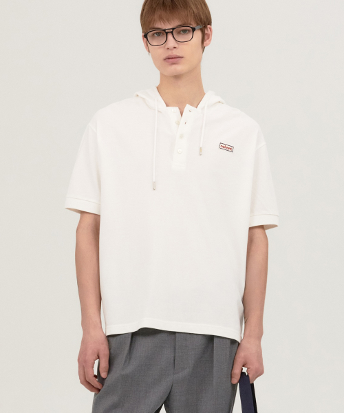 PK SHORT SLEEVE HOODIE WHITE