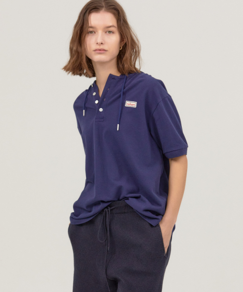 PK SHORT SLEEVE HOODIE NAVY
