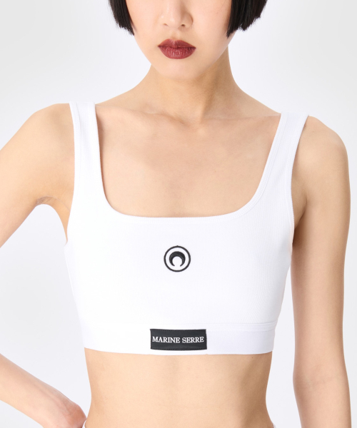 Moon Logo стрейч джерси спортивный бра White