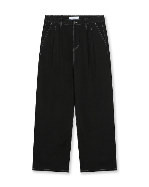 비슬로우() WIDE FIT TWO TUCK LINEN DENIM PANTS BLACK 상품 이미지