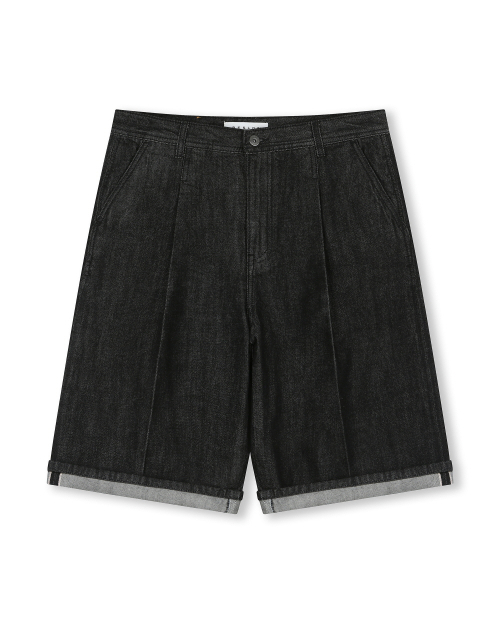 비슬로우() WIDE FIT SELVAGE DENIM SHORTS BLACK 상품 이미지