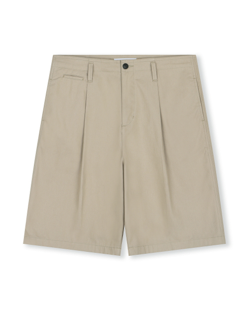 비슬로우() ONE TUCK WIDE FIT SHORTS BEIGE 상품 이미지