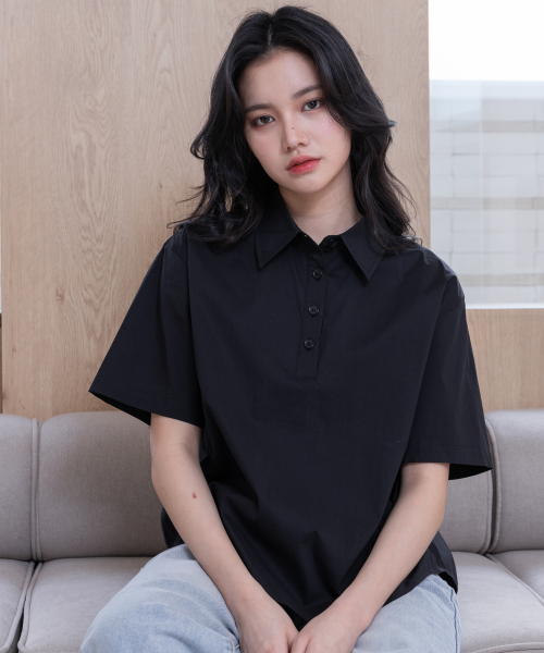 Кроп-рубашка с коротким рукавом Black