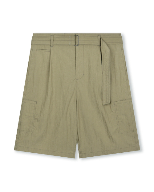 비슬로우() CRINKLE BELTED ONE TUCK SHORTS OLIVE 상품 이미지