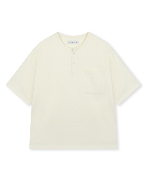 비슬로우() LOOSE FIT HENLEY NECK T-SHIRT IVORY 상품 이미지
