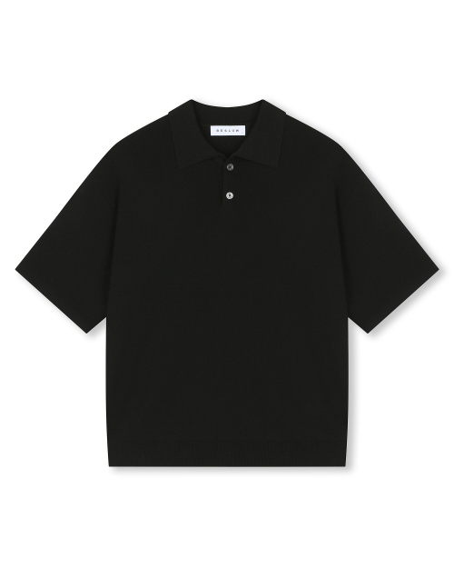 비슬로우() FINE KNIT POLO SHIRTS BLACK 상품 이미지