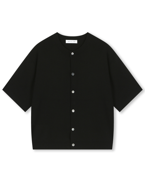 비슬로우() FINE KNIT HALF SLEEVE CARDIGAN BLACK 상품 이미지