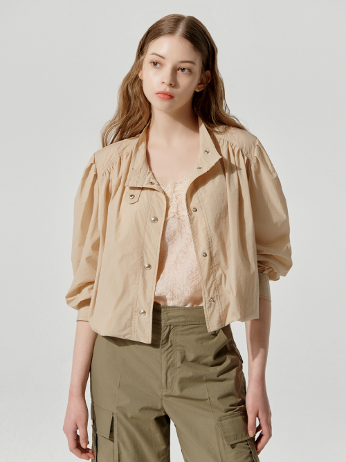 High Neck Shirring Volume Jumper_MB3UJN2
