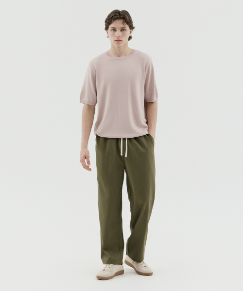 Banding Crop Linen Wide Pants