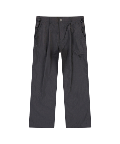 WIDE FIT TUCK PANTS (CHARCOAL)