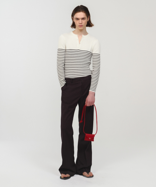 UNISEX, Stripe Flare Pants / Black