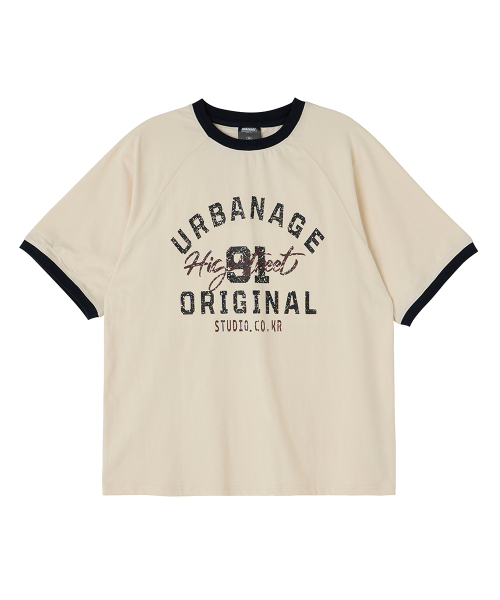 [어반에이지] HIGH STREET 링거 나그랑 오버 반팔 크림 U5SST09CR