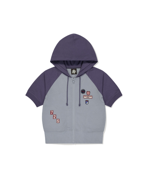 W Patch S/S Zip Up Hoodie Grey