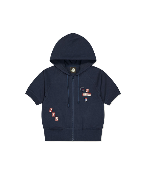 W Patch S/S Zip Up Hoodie Navy