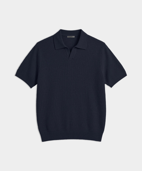 Летний трикотажный джемпер-поло - Dark Navy