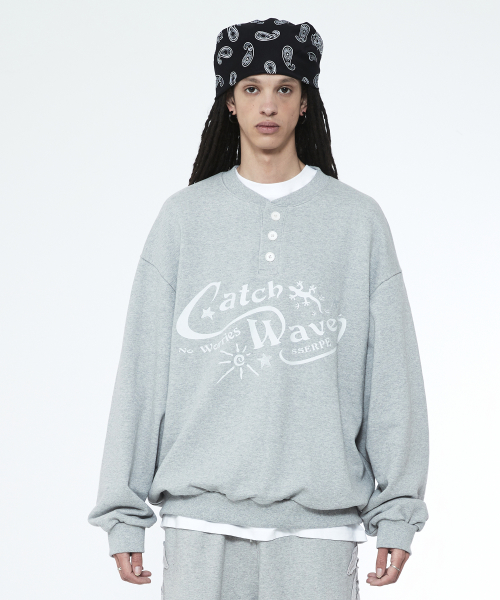 Свитшот Catch Wave с воротником хенли Melange Grey