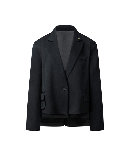 Wool Back slit tiger jacket Black