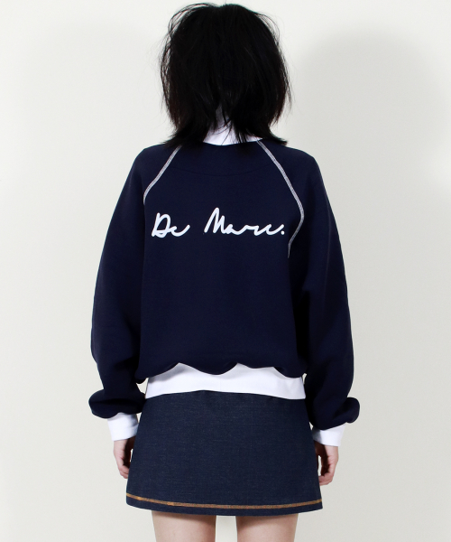COLOR STITCH NEOPRENE LOGO BLOUSON JUMPER NAVY