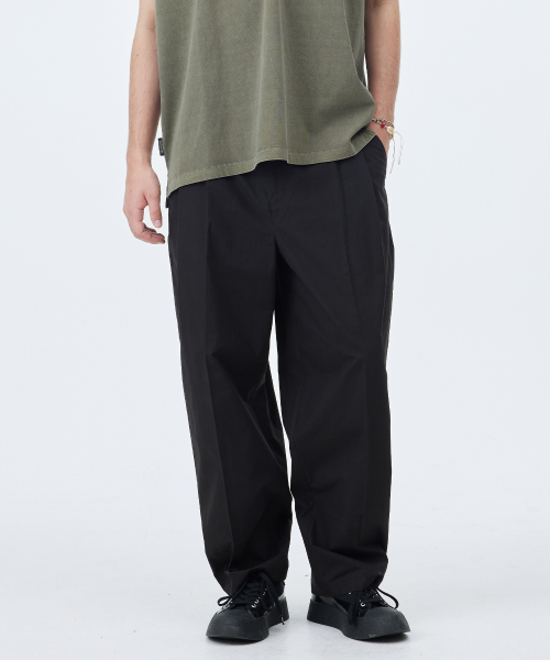 COTTON TUCK PANTS (BLACK)