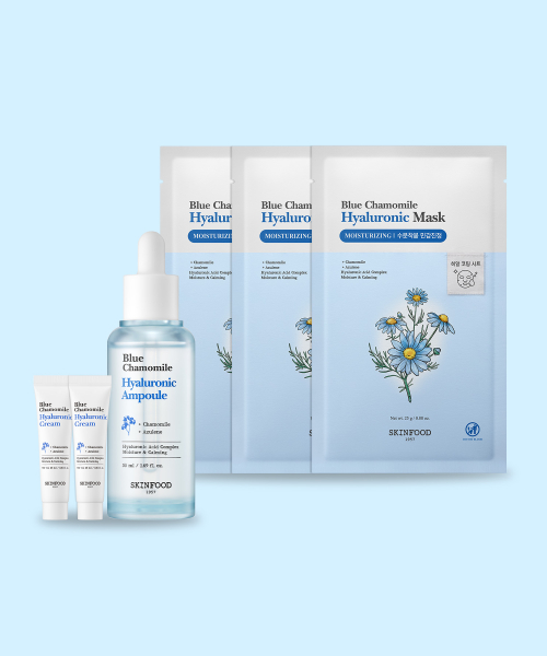스킨푸드() [패드2매입5개 증정] [3종SET] 블루 캐모마일 앰플 & 크림(15ml)2개 & 마스크3매 상품 이미지