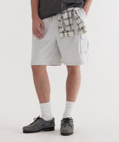 커버낫() 레귤러 어센틱 스웻 카고 쇼츠 Heather Gray 상품 이미지